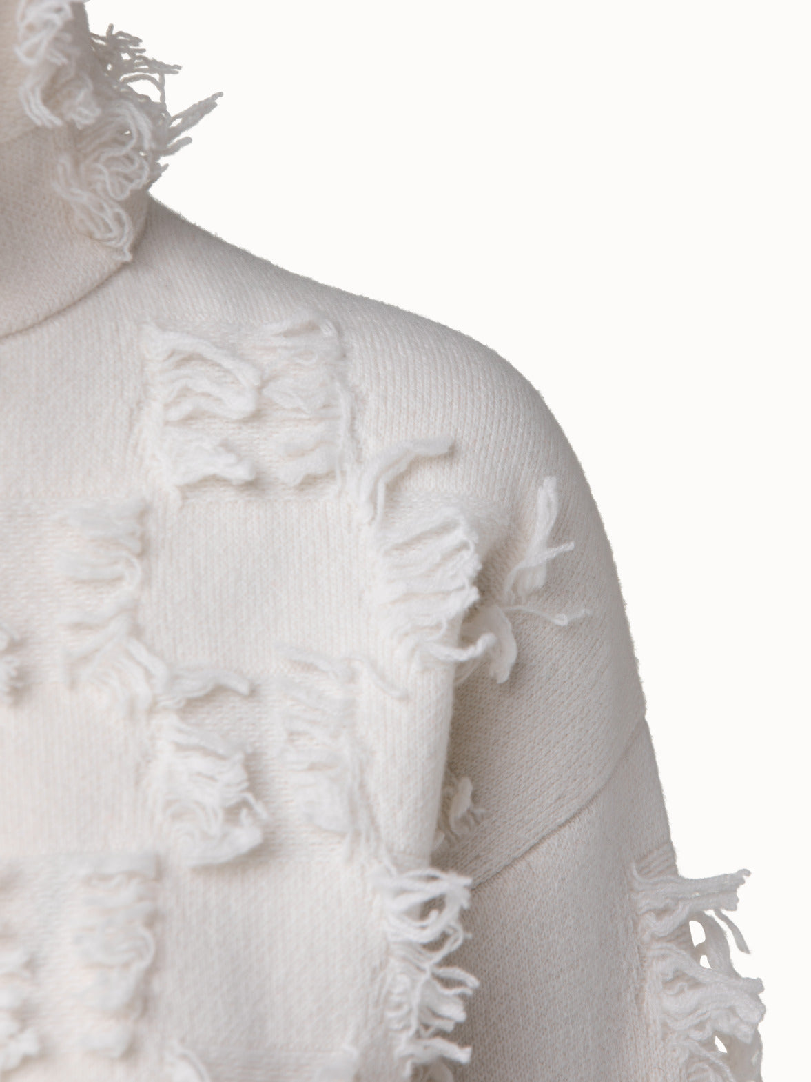 Akris Cashmere Cotton Square Fringe Jacquard Knit Pullover