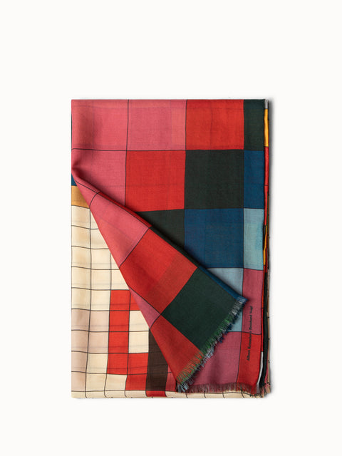 Cashmere Silk Scarf with Drei Teile Print