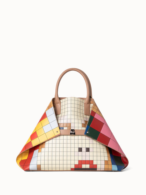 Medium Ai Messenger Bag in Leather with 3D Drei Teile Print