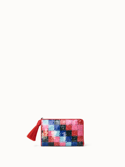 Tassle Pouch in Printed Sequins