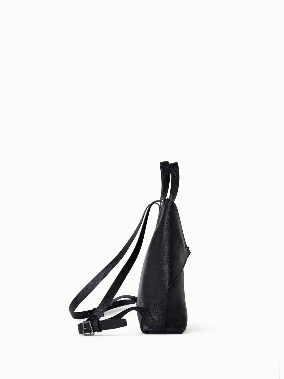 Medium Leather Backpack - Black