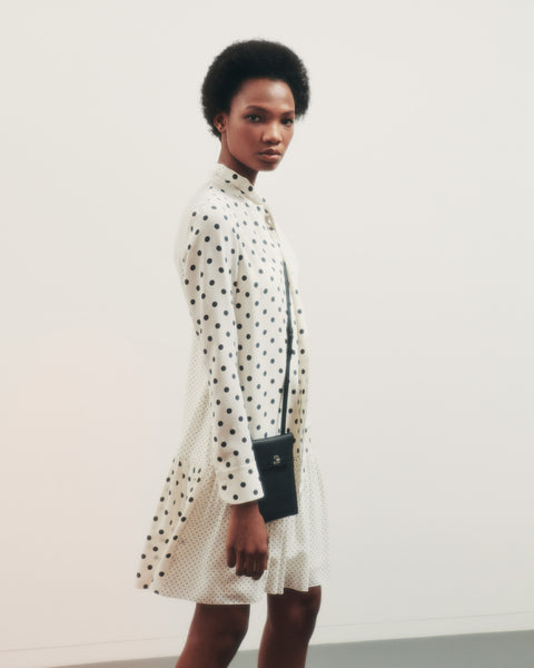 Crêpe de Chine Dress with Patched Dot Print