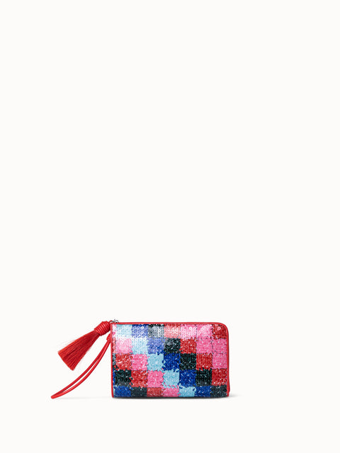 Tassle Pouch in Printed Sequins