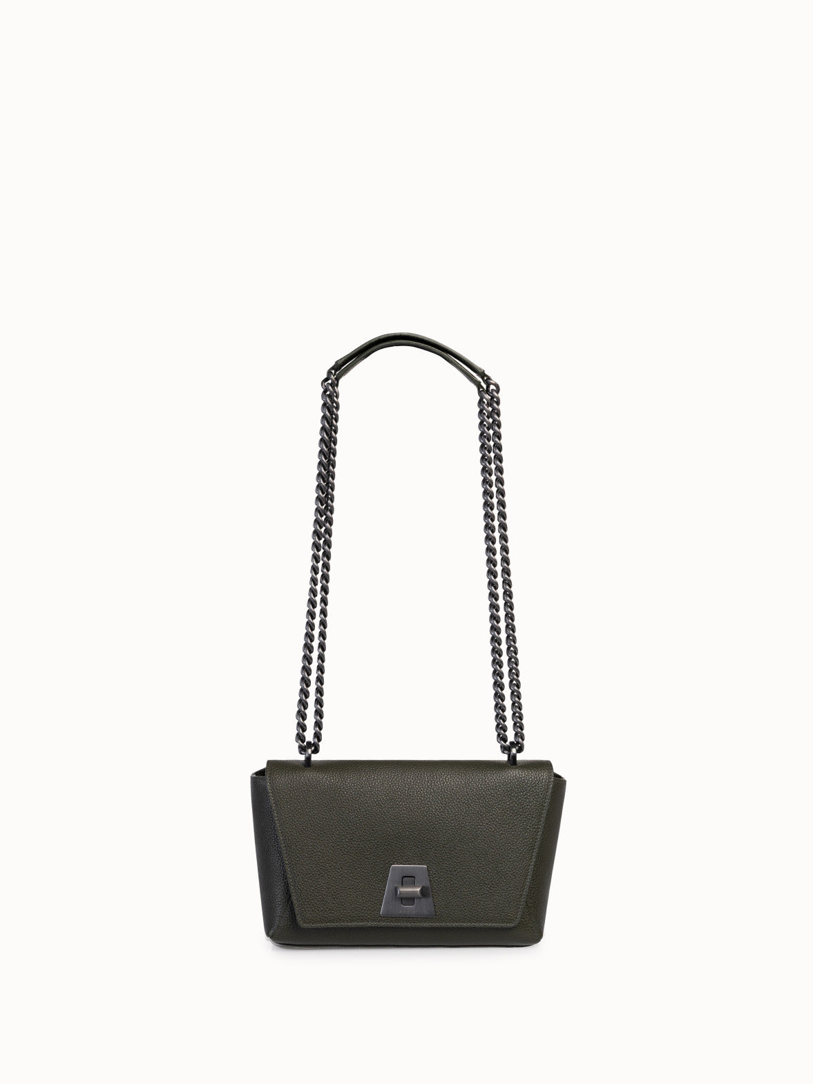 Leather Crossbody Bag in Grey/Green by Akris