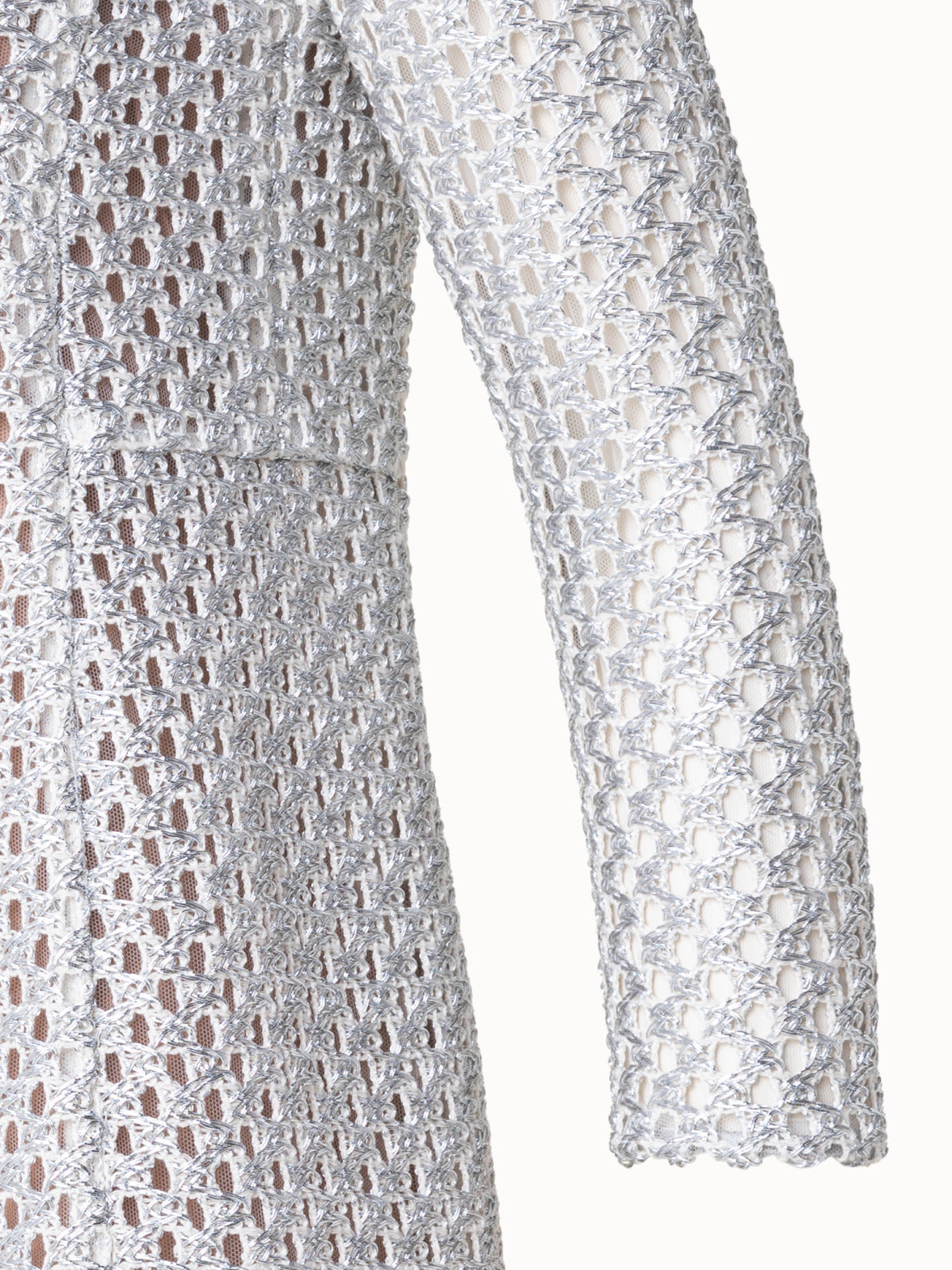 Metallic Lurex Cotton Crochet Embroidery Sheath Dress