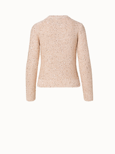 Linen Blend Pullover with Fine Sequins