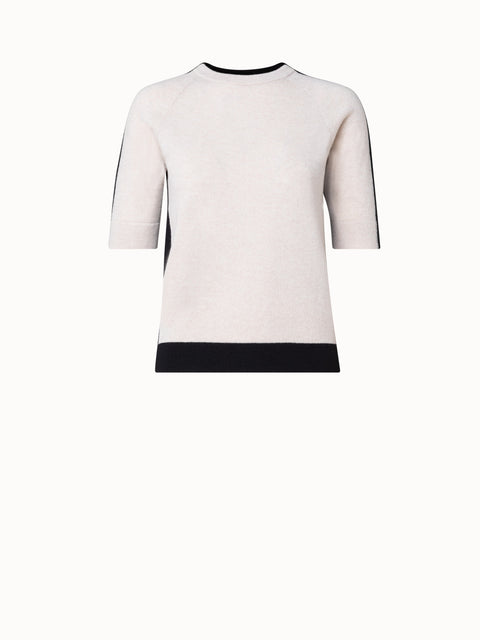Cashmere Two-Tone Knit Pullover