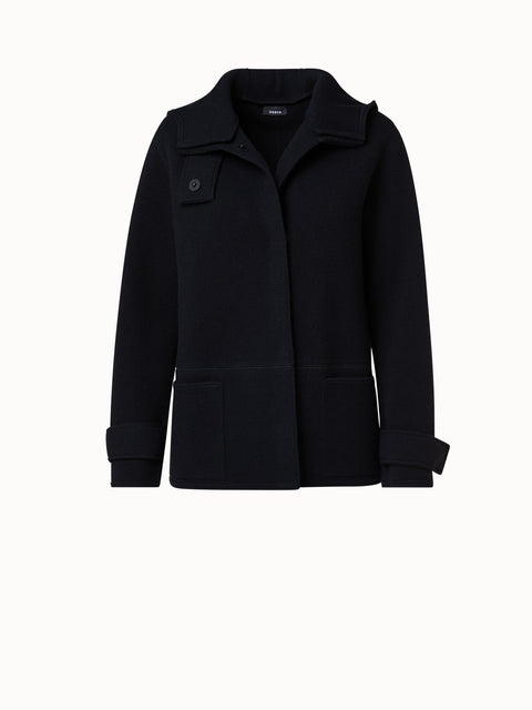 Cashmere Piqué Jacket with Removable Hood