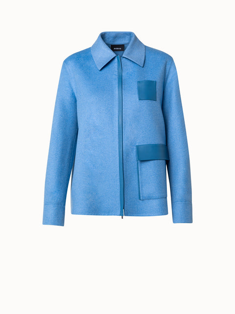 Cashmere Silk Double-Face Jacket with Leather Details