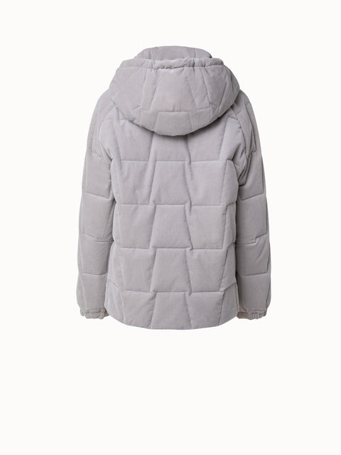 Cotton Cashmere Corduroy Quilted Trapezoid Jacket
