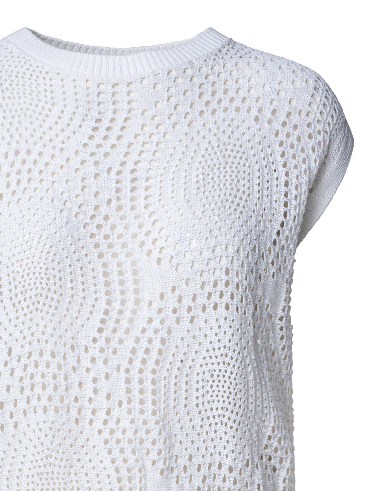 Cotton Dot Mesh Knit Pullover