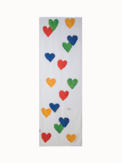 Cashmere Silk Scarf with Hearts Print