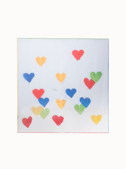 Cotton Silk Scarf with Hearts Print