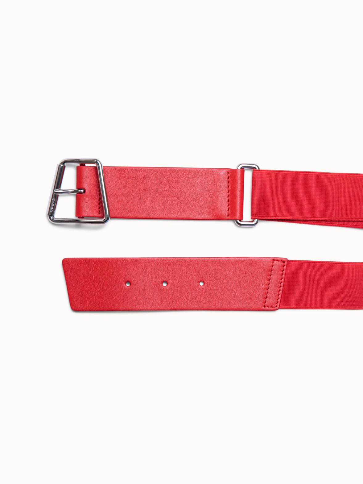 Leather and Elastic Belt with Trapezoid Buckle