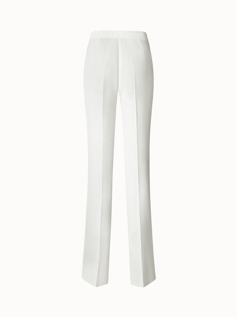Structured Cotton Silk Double-Face Straight Leg Pants