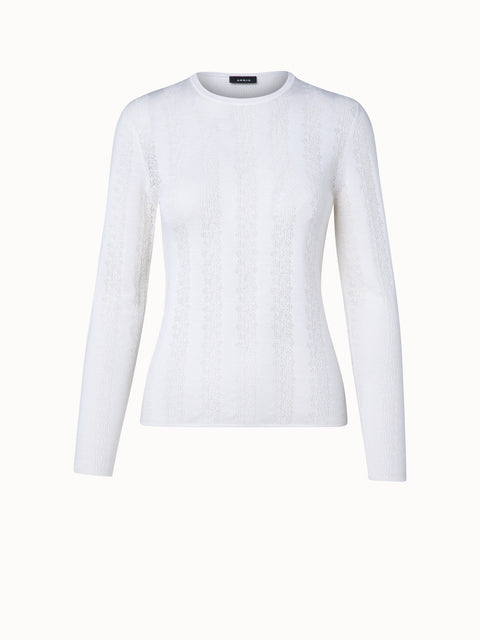 Wool Silk Knit Lace Pullover
