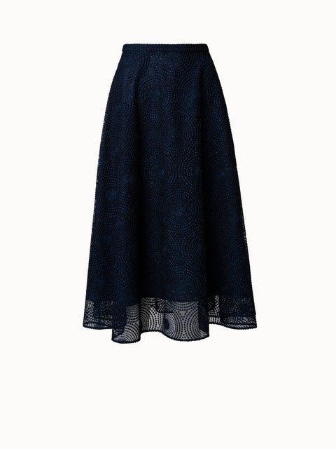 Metallic 3D Dot Embroidery Midi Skirt