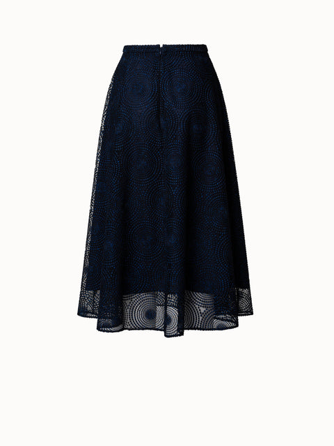 Metallic 3D Dot Embroidery Midi Skirt