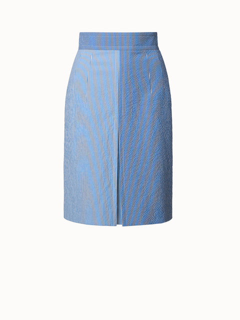 Colorblock Cotton Seersucker Skirt