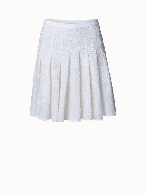 Cotton Batiste Midi Skirt with Circle Loop Embroidery