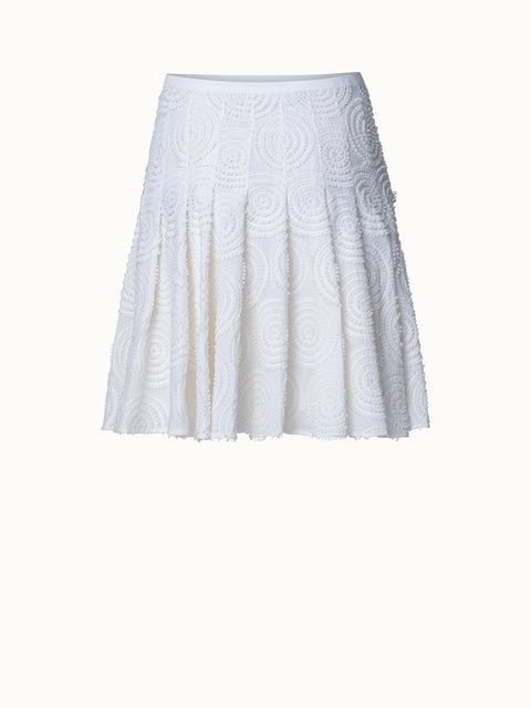 Cotton Batiste Midi Skirt with Circle Loop Embroidery
