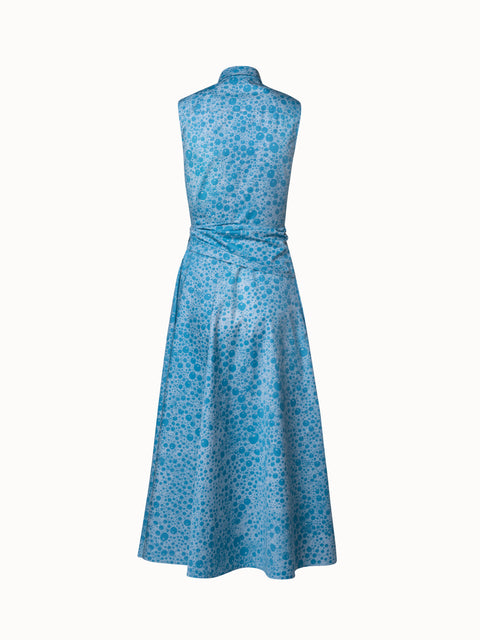 Cotton Satin Midi Dress with Bubble Print