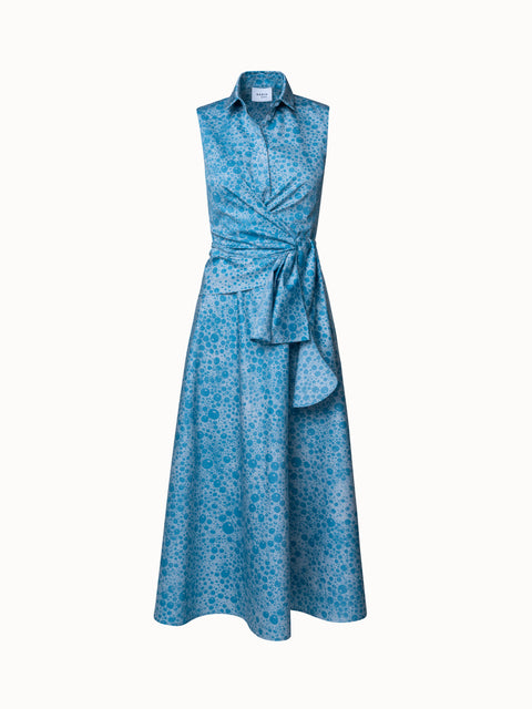 Cotton Satin Midi Dress with Bubble Print