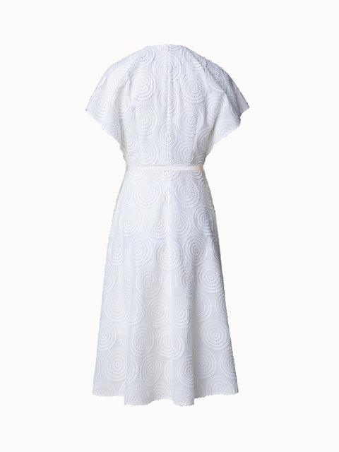 Cotton Batiste Midi Dress with Circle Loop Embroidery