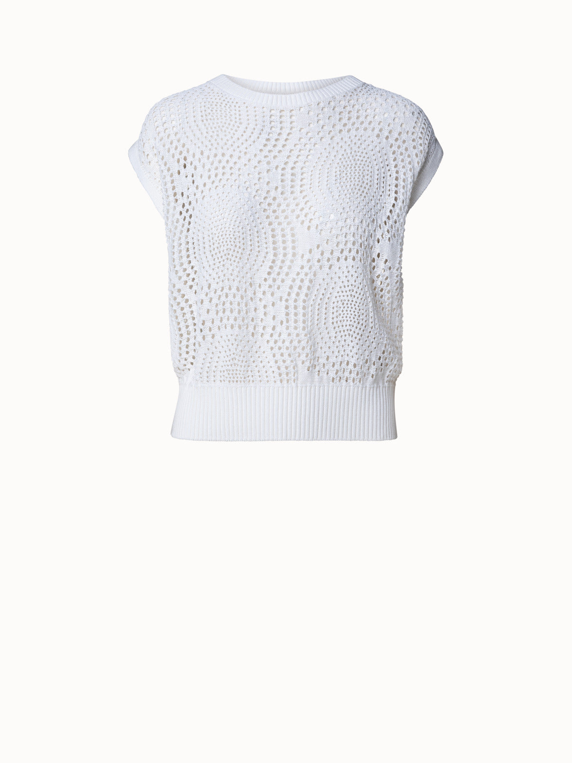 Akris Punto Cotton Dot Mesh Knit Pullover Cream / 8