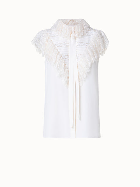 Silk Crêpe and Lace Blouse