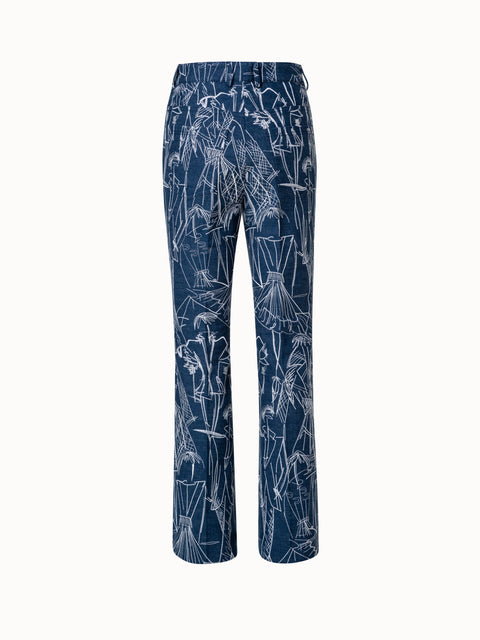 Bootcut Denim Pants with Croquis Embroidery