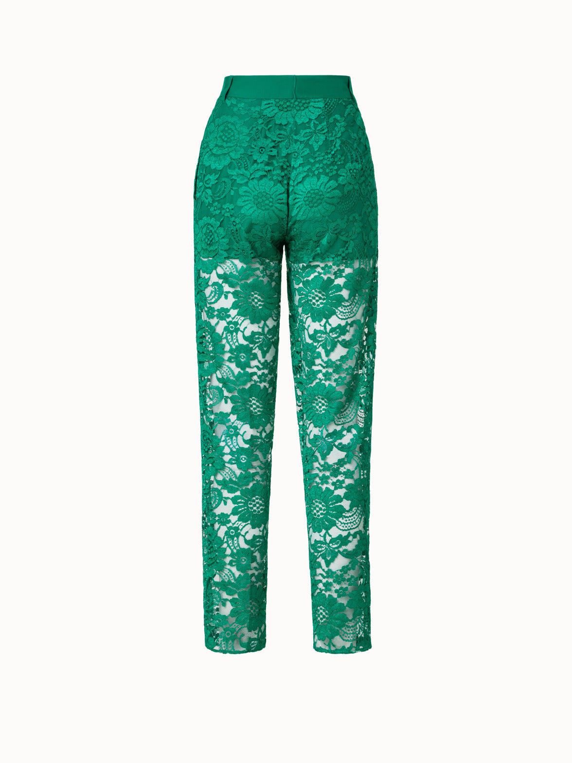 Ana Alcazar Lace trousers with glitter thread in green/ white/ black