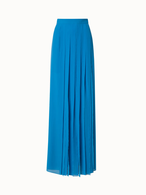 Silk Georgette Pleated Long Skirt