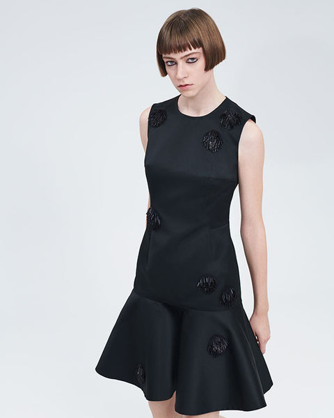 Techno Duchesse Dress with Jet Tassel Dot Application