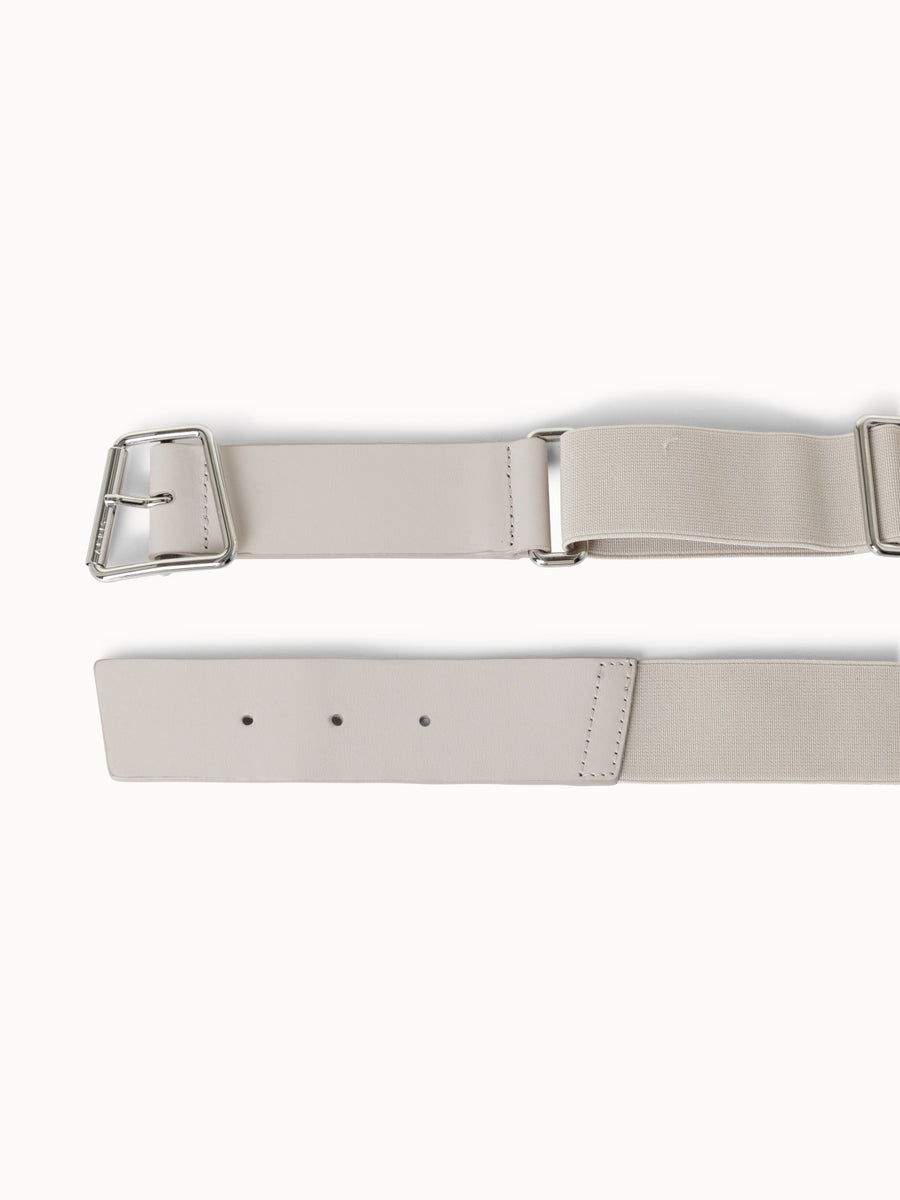 Leather and Elastic Belt with Trapezoid Buckle