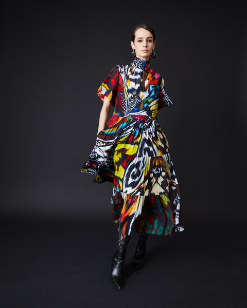 Midi Dress with Fancy Butterfly Print