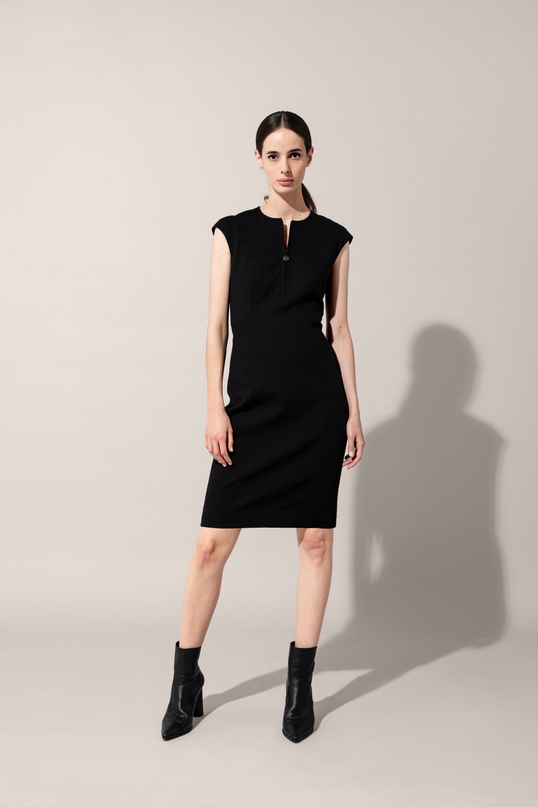 Akris Punto Elements Long Sleeve Fit & Flare Dress in Black
